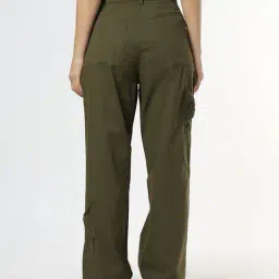 buda jeans co Women Relaxed Fit Flat-Front Trousers image 3