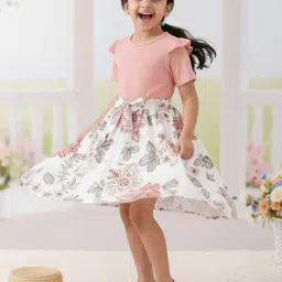 saraha designer Girls Floral Print Fit & Flare Dress image 3