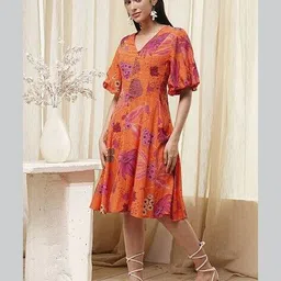 biba Women Viscose Flared Printed Dress image 3