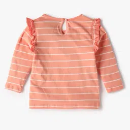 inf frendz Girls Regular Fit Striped Cotton T-Shirt with Dungaree image 3