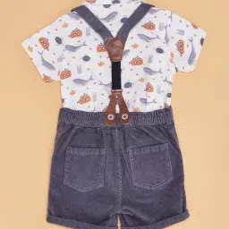 pantaloons baby Boys Graphic Shirt And Dungaree Sets image 3
