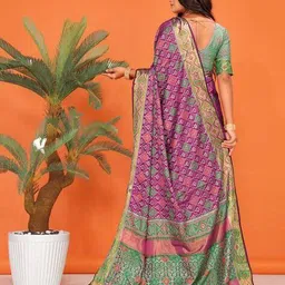 aksh fashion Women Kanjivaram Zari Woven Saree with Unstitched Blouse Piece image 3