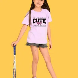 nusyl  Girls Oversized Fit Round Neck Graphic Print T-shirt image 3