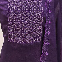 svaraa Women Embroidered 3-Piece Unstitched Dress Material image 3