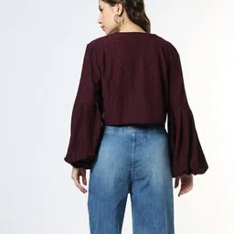 buda jeans co Women Regular Fit Crop Shirt image 3