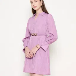 madame Women A-Line Dress with Waist Belt image 3