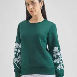 tokyo talkies Women Embroidered Regular Fit Sweatshirt image 3