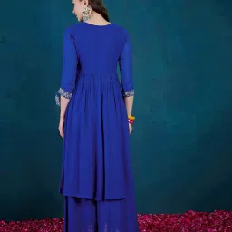 kvs fab Women Embroidered A-Line Kurta & Palazzos Set image 4