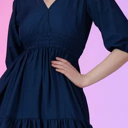 femvy Women Gown Dress with Puffed-Sleeves image 4