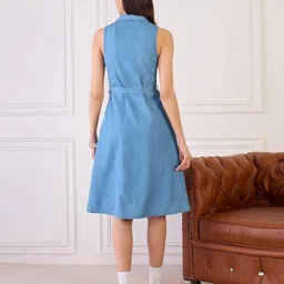 leia  Women Denim A-Line Dress image 4