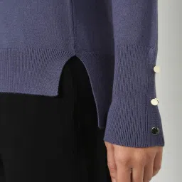 fig High-Neck Pullover with Ribbed Hem image 4