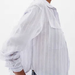 gap Linen Long Sleeves Cropped Shirt image 4