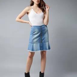 dolce crudo Denim Lightweight A-Line Skirt image 4