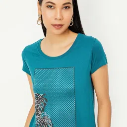 max Women Printed Round Neck T-Shirt image 4