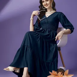 jash creation Women V-Neck Tiered Dress image 4