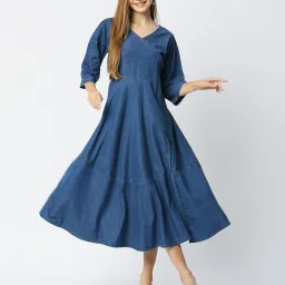 cefalu Women V-Neck Flared Kurti image 4