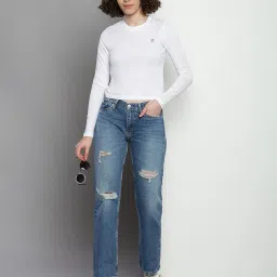 calvin klein jeans Women Lightly Washed Distressed Straight Jeans image 4