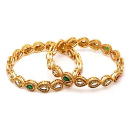 karatcart Women Set of 2 Gold-Plated Stone-Studded Bangles image 4