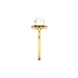 kuberbox Yellow Gold Stone-Studded Coise Pearl Enamel Ring image 4