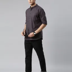 kryptic Full-Sleeve Shirt Kurta with Patch Pocket image 4