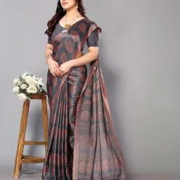 fabmora Floral Printed Saree with Tasselled Border image 4