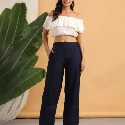 juniper Women Straight Fit Palazzos with Insert Pockets image 4