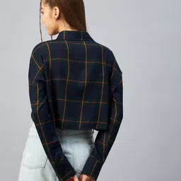 chimpaaanzee Checked Crop Shirt with Patch Pocket image 4