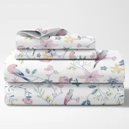 haus & kinder 186 TC Printed King Size Bedsheet with Pillow Covers image 4