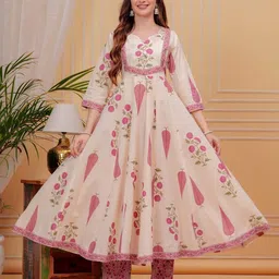 mizaz Women Round-Neck Flared Kurta Set image 4