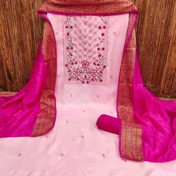 svaraa Women Embroidered Unstitched 3-Piece Dress Material image 4