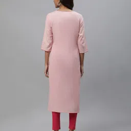 aurelia Women Floral Embroidered Regular Fit Straight Kurta image 4