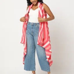 svrnaa by azorte Women Chevron Print High-Low Shrug image 4