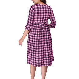 mamma's maternity Checked Bracelet-Sleeve Dress image 4