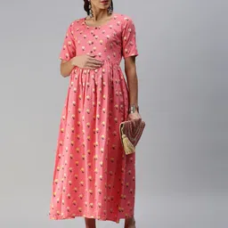 swishchick Floral Print Maternity Fit and Flare Dress image 4