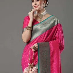 saree mall Zari Woven Saree with Contrast Border image 4