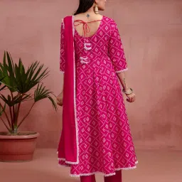 kasya Women Bandhini Print Anarkali Kurta Set image 4