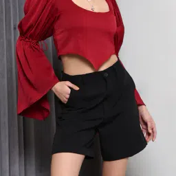 Shein Bell Sleeves Asymmetrical Hem Crop Top image 1