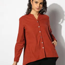svrnaa by azorte Corduroy Shirt with Button-Up Placket image 4