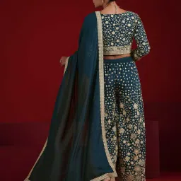 libas art Women Embroidered 3-Piece Top & Palazzos Set image 4