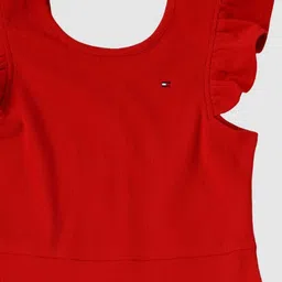 tommy hilfiger Girls Cotton Round Neck A-Line Dress image 4