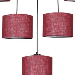devansh Set of 5 Jute Drum Quintuple Hanging Lamps image 4