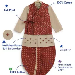 tiber taber Boys Floral Kurta Set image 4