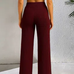 leia Women Relaxed Fit Flat-Front Trousers with Elasticated Waistband image 4