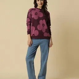 allen solly Women Floral Print Regular Fit Crew-Neck Sweatshirt image 4