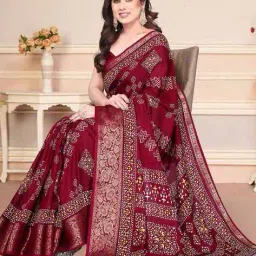 magneitta Women Printed Saree with Contrast Border image 4