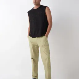 bewakoof Men Flat-Front Straight Fit Pants image 4