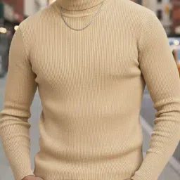 buda jeans co Men Ribbed Slim Fit High-Neck T-Shirt image 4