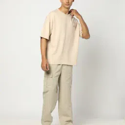 yousta Men Typographic Print Oversized Crew-Neck T-Shirt image 4