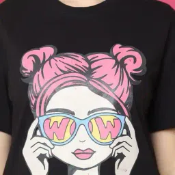 fabflee x ag Women Graphic Print Regular Fit Crew-Neck T-Shirt image 4