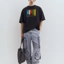 buda jeans co Men Graphic Print Oversized Fit Round-Neck T-Shirt image 4